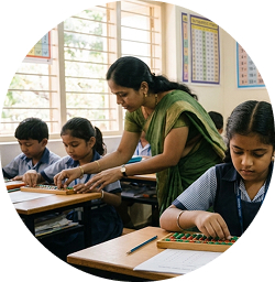 Brain development and abacus activity for students at Chaitanya Bharath School