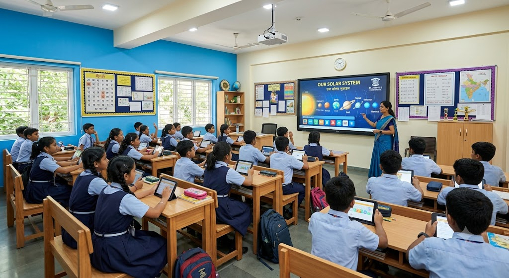 Smart classroom with digital learning tools at Chaitanya Bharath School