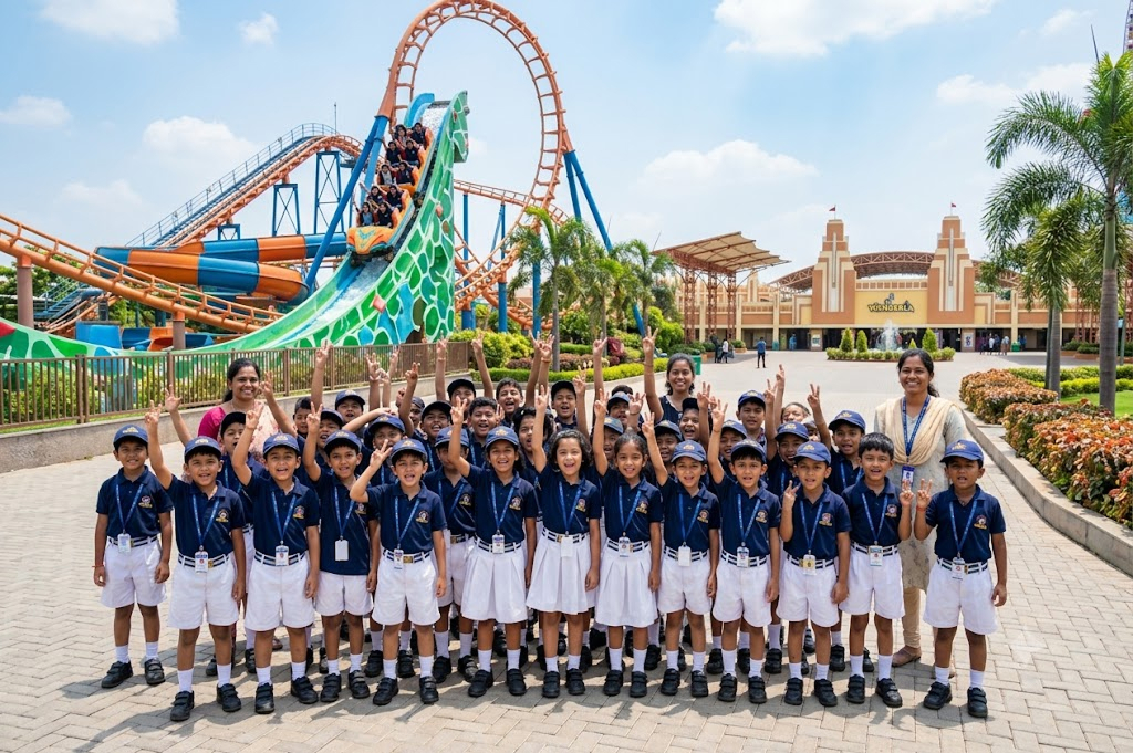 Students on a field trip organized by Chaitanya Bharath School